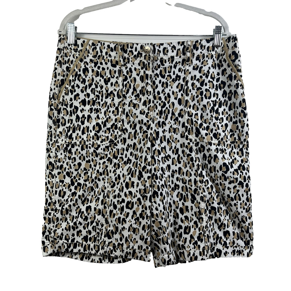 Chico's Leopard Print Women's Shorts - Black and Tan